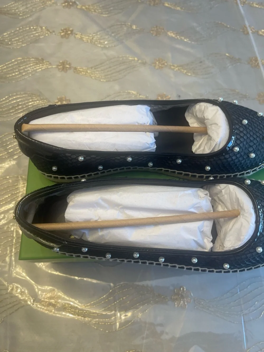 NWB Kate spade NY women’s pearl fishnet espadrille flat size 9